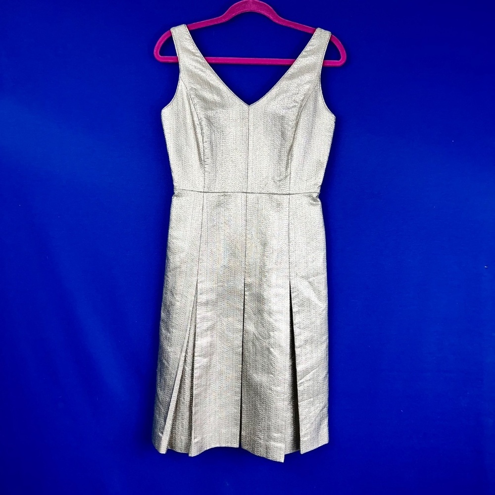 👗🔱|•LAFAYETTE 148 NEW YORK•| Lois Ceremonial Metallic Sleeveless A-Line Dr… - Picture 3 of 15